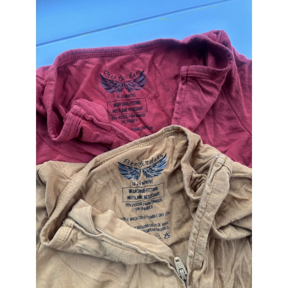 Free Birdees Bamboo Viscose Zippy Rompers Lot of 2 Terracotta Mustard18-24M - Picture 3 of 3